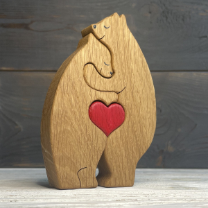 подарки из дерева - Два медведя с сердечком - Радость