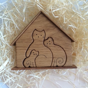 подарки из дерева - Три кота в домике