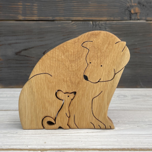 Сувенир из дерева Мишка и Мышка - деревянные подарки на 23 февраля
