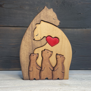 Семейные подарки из дерева Новые пять медведей с сердечком 