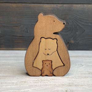 Подарки из дерева для мужчин Мишка защитник-1 из клёна с тонировкой