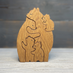 подарки из дерева - Семья медведей с тремя медвежатами