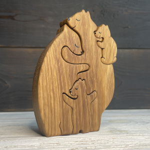 сувенир из дерева фигурка Четыре медведя «рюкзачок»